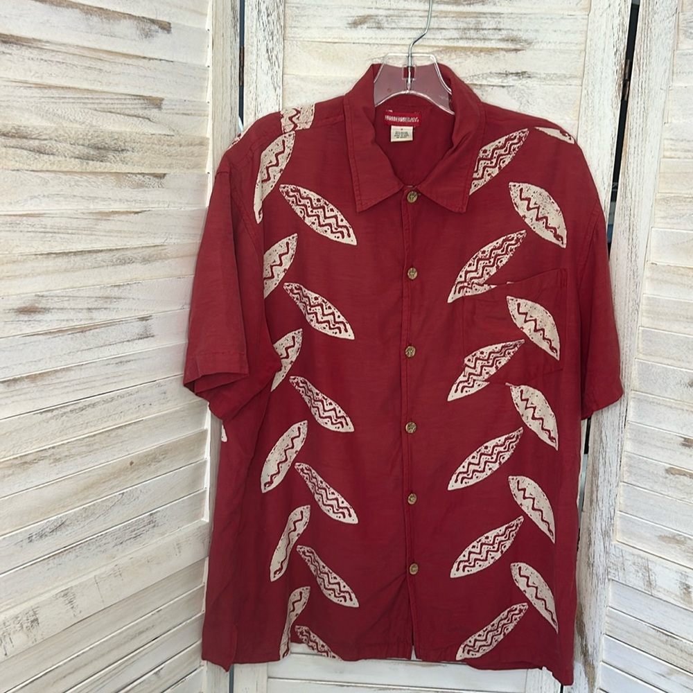 Unionbay Tropical Tiki Print Short Sleeve Button Down